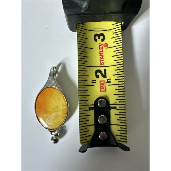 BARBARA BOSCO Hand Made Sterling Silver Yellow Butterfly Wing Necklace Pendant - Picture 4 of 4